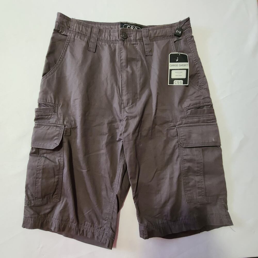 Mens CSG Champs Sports Gear Cargo Shorts 30 Gray Casual NWT